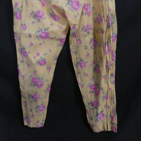 Unbranded | 10.5 inch waist measured | Floral Mustard Pants With Pink Flowers - Picture 14 of 16